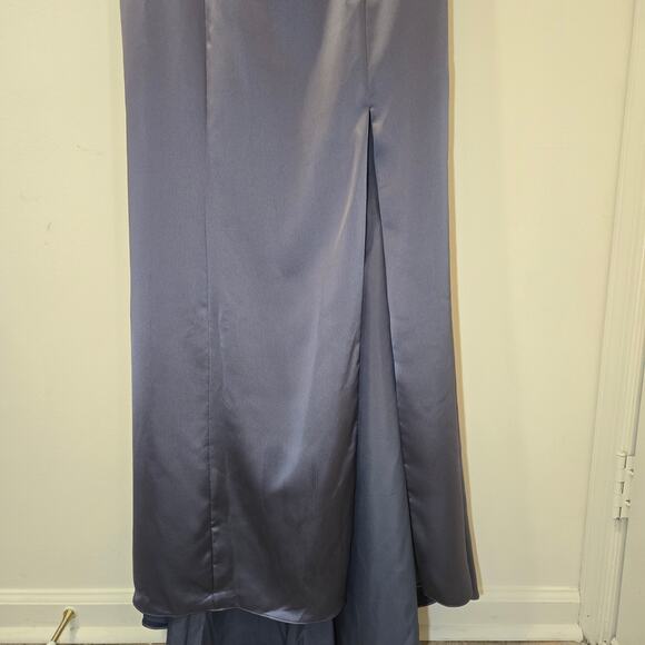 Amsale NWT Chloe Elegant Satin Evening Gown in Slate Size 14 - Picture 5 of 15